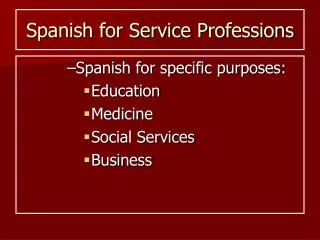 Spanish for Service Professions