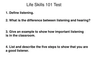 Life Skills 101 Test