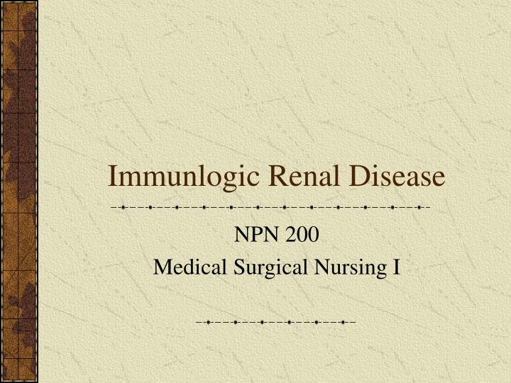 immunlogic renal disease