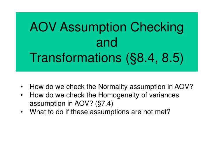 aov assumption checking and transformations 8 4 8 5