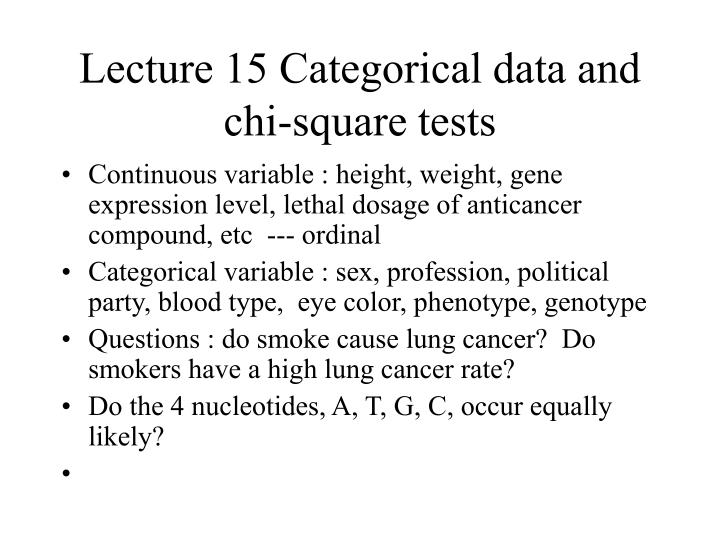 lecture 15 categorical data and chi square tests