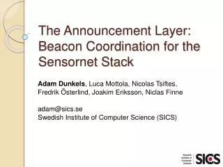 The Announcement Layer: Beacon Coordination for the Sensornet Stack