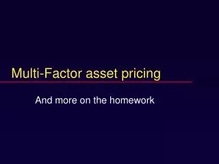 Multi-Factor asset pricing