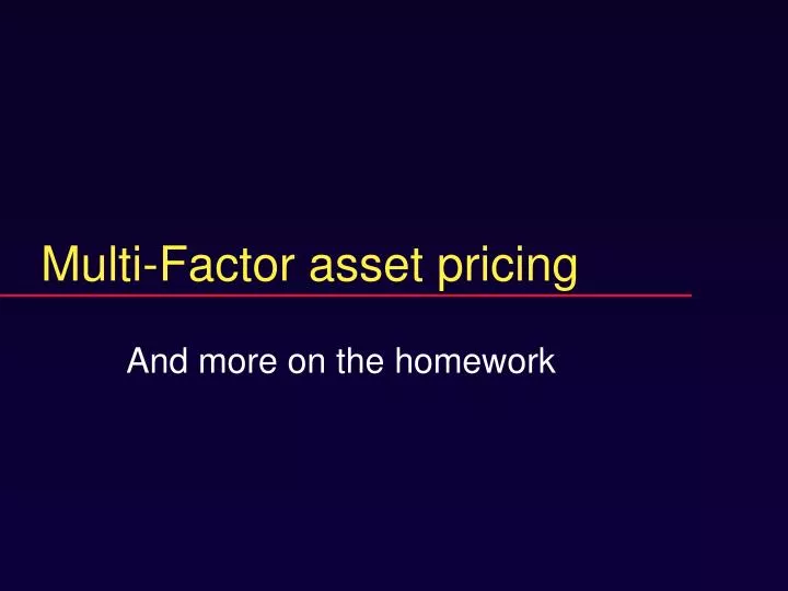 multi factor asset pricing