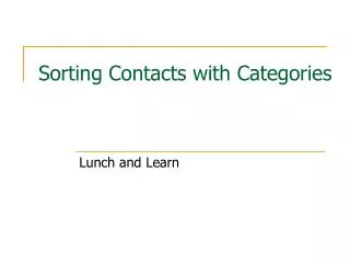 Sorting Contacts with Categories