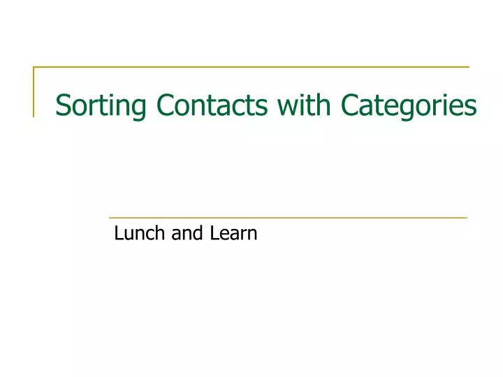 sorting contacts with categories