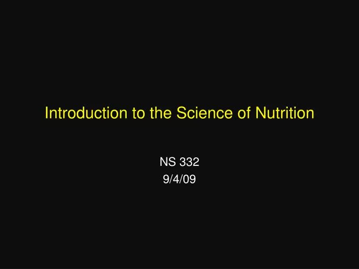 introduction to the science of nutrition
