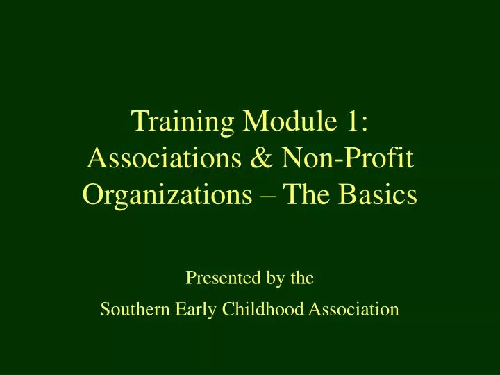 training module 1 associations non profit organizations the basics