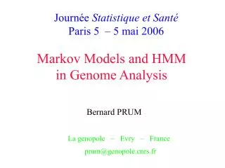 Markov Models and HMM in Genome Analysis