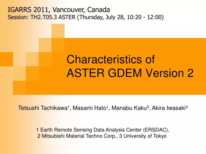 characteristics of aster gdem version 2