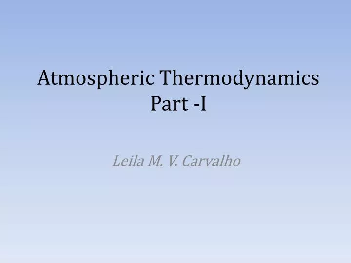 atmospheric thermodynamics part i
