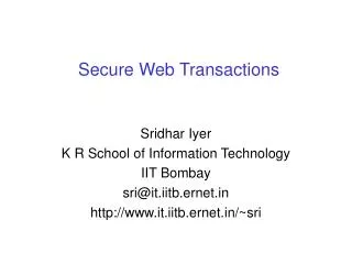 Secure Web Transactions