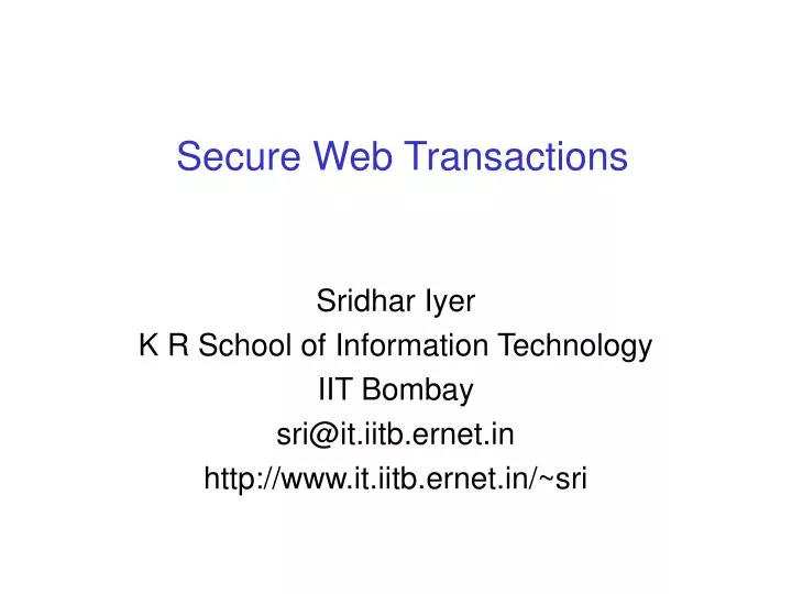 secure web transactions