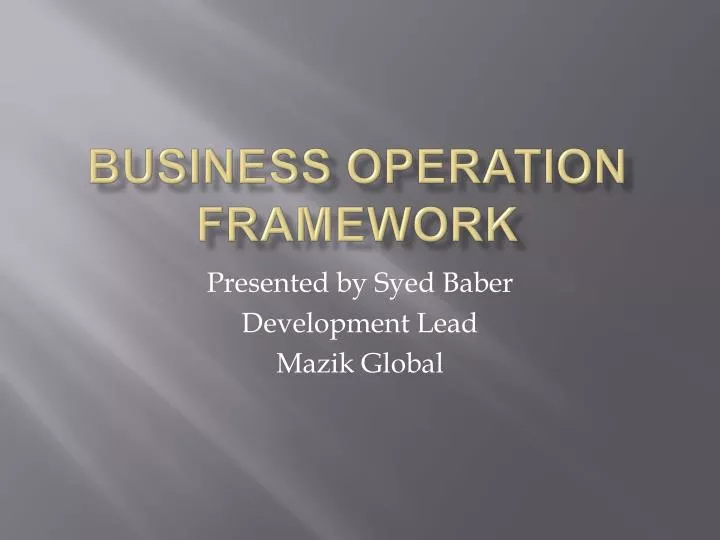 business operation framework