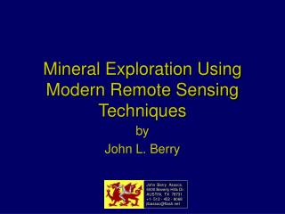 Mineral Exploration Using Modern Remote Sensing Techniques