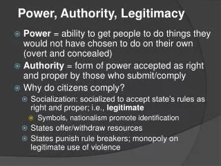 Power, Authority, Legitimacy