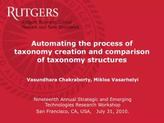 Automating the process of taxonomy creation and comparison of taxonomy structures