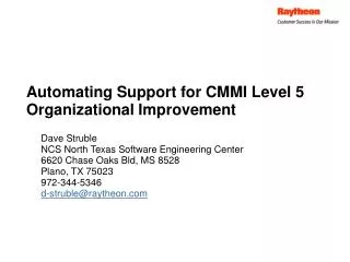 Automating Support for CMMI Level 5 Organizational Improvement