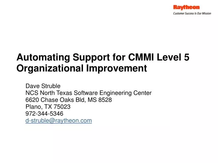 automating support for cmmi level 5 organizational improvement