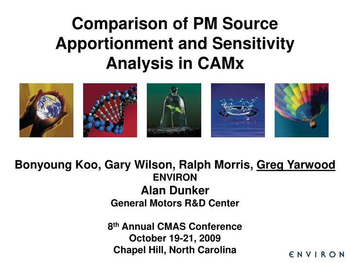 comparison of pm source apportionment and sensitivity analysis in camx