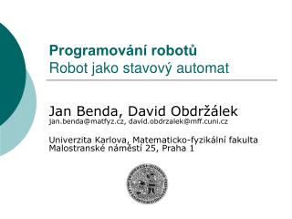 programov n robot robot jako stavov automat