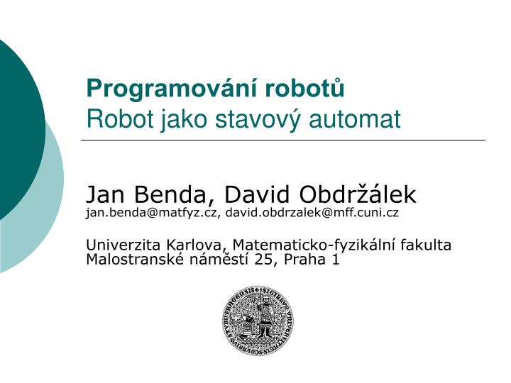 programov n robot robot jako stavov automat