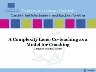 A Complexity Lens: Co-teaching as a Model for Coaching Catherine Twomey Fosnot