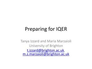 Preparing for IQER