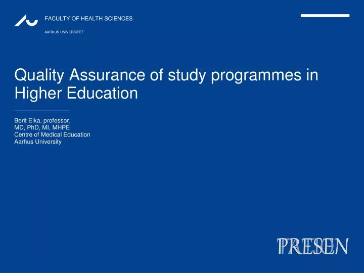 quality assurance of study programmes in higher education