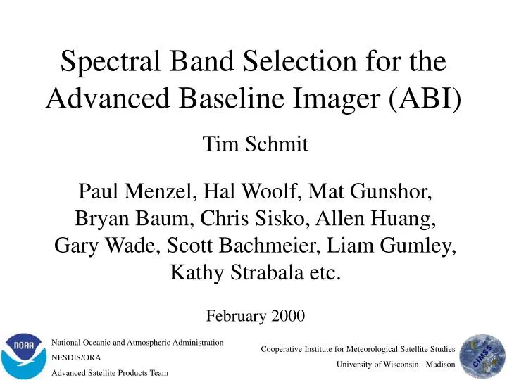 spectral band selection for the advanced baseline imager abi