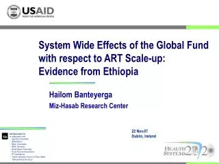 System Wide Effects of the Global Fund with respect to ART Scale-up: Evidence from Ethiopia