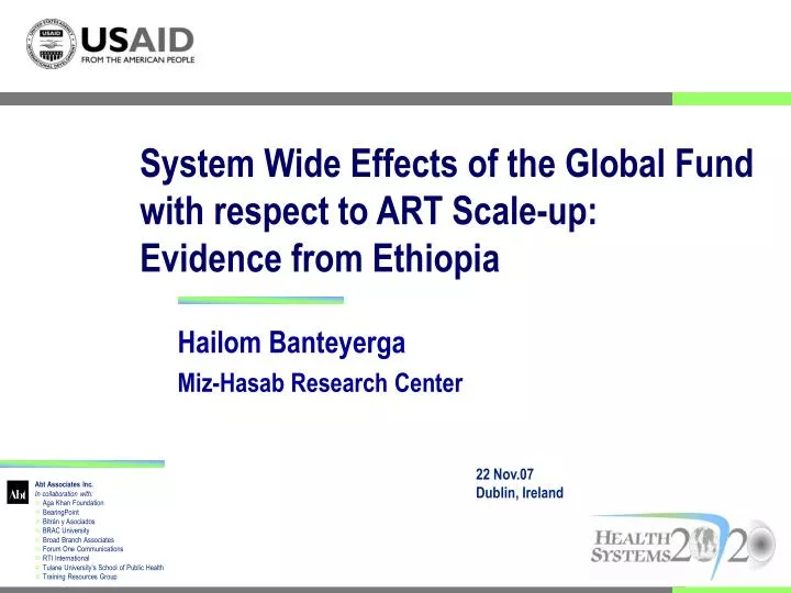 system wide effects of the global fund with respect to art scale up evidence from ethiopia
