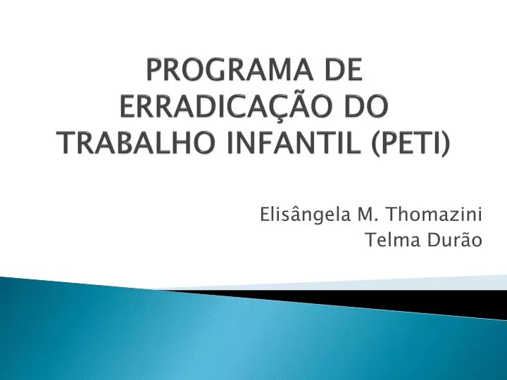 programa de erradica o do trabalho infantil peti