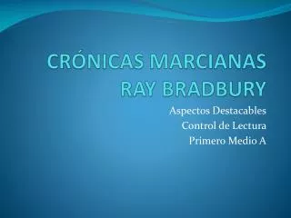 CRÓNICAS MARCIANAS RAY BRADBURY