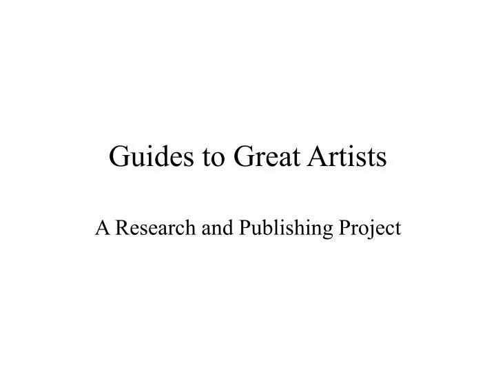 guides to great artists