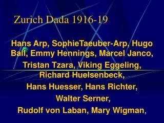 Zurich Dada 1916-19