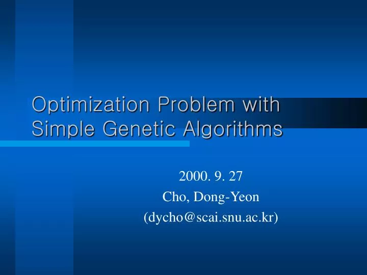 optimization problem with simple genetic algorithms