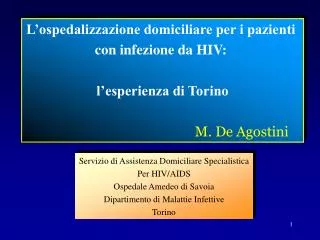 L’ospedalizzazione domiciliare per i pazienti con infezione da HIV: l’esperienza di Torino