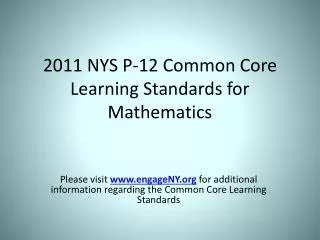 2011 NYS P-12 Common Core Learning Standards for Mathematics