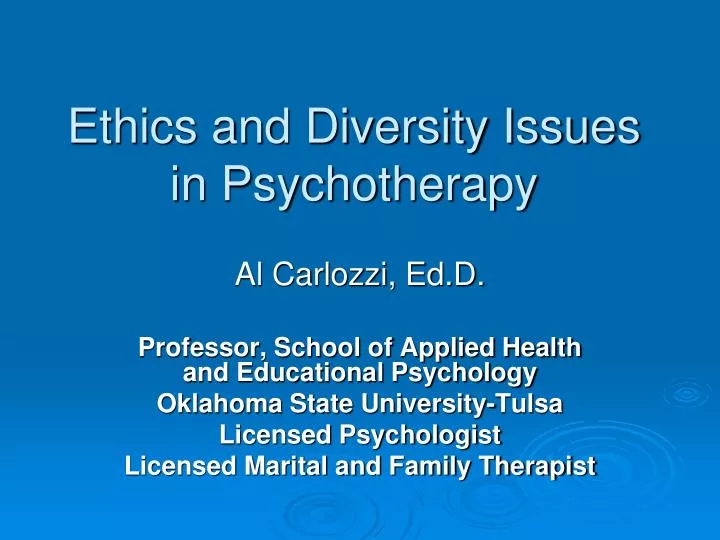 ethics and diversity issues in psychotherapy