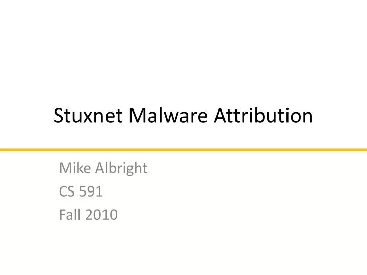 stuxnet malware attribution