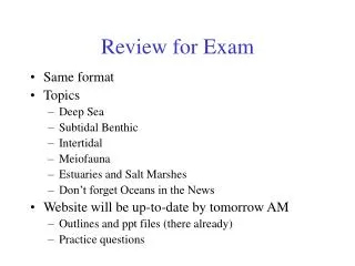 Review for Exam