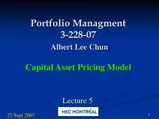 Portfolio Managment 3-228-07 Albert Lee Chun