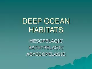 DEEP OCEAN HABITATS