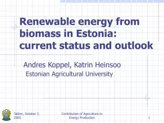 Renewable energy from biomass in Estonia: current status and outlook