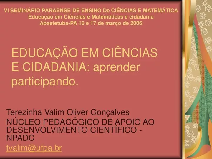 educa o em ci ncias e cidadania aprender participando