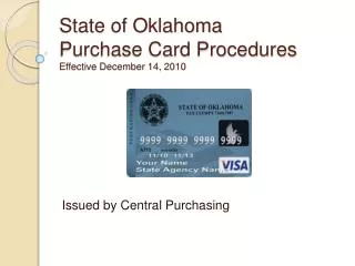 State of Oklahoma Purchase Card Procedures Effective December 14, 2010