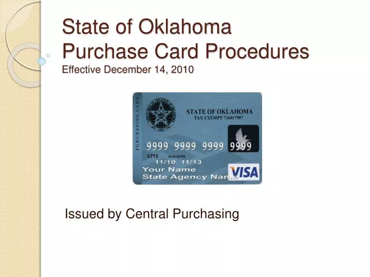 state of oklahoma purchase card procedures effective december 14 2010