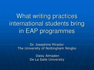 What writing practices international students bring in EAP programmes