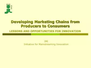IMI Initiative for Mainstreaming Innovation
